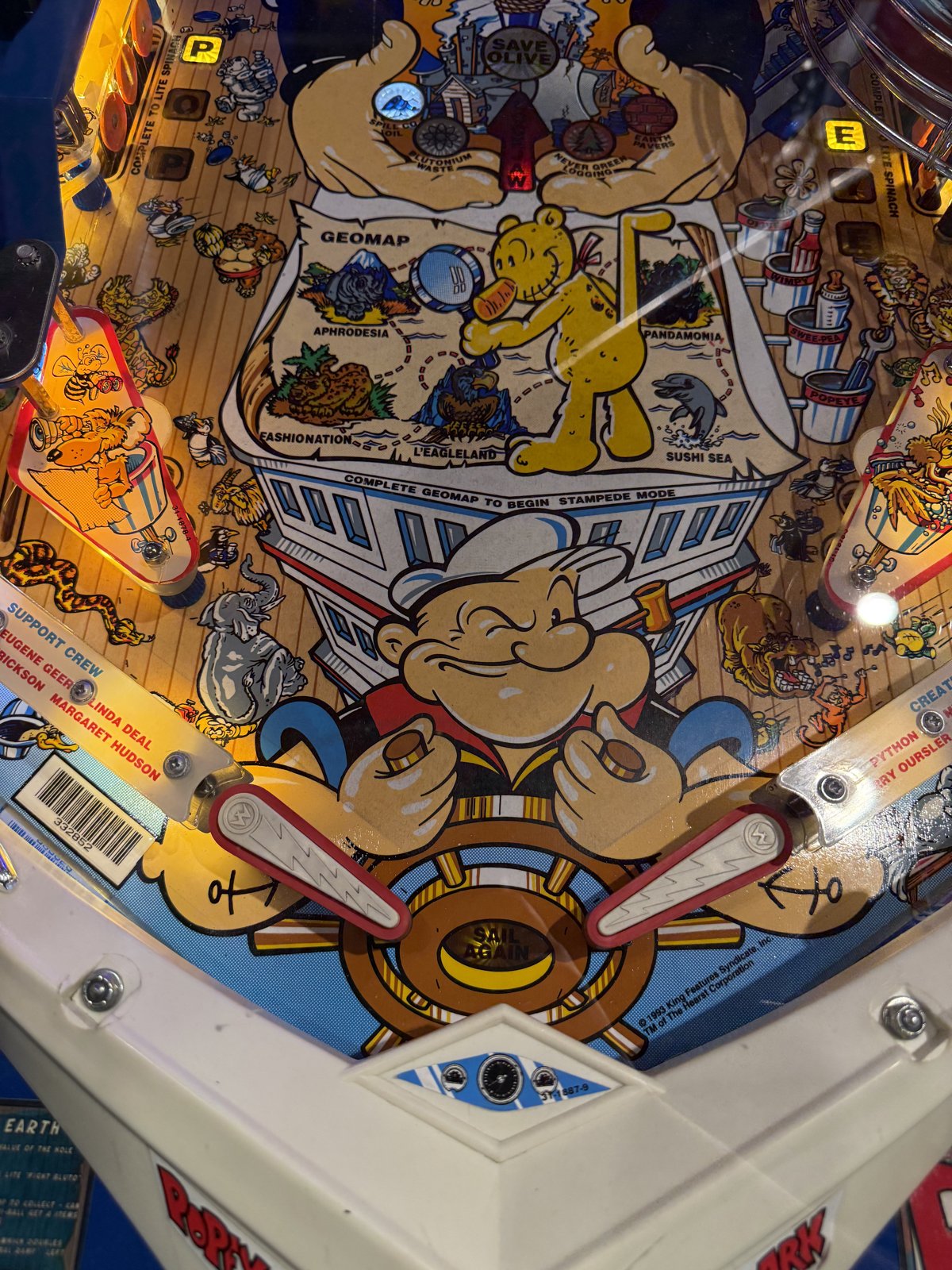 Flipper Popeye Saves the Earth Bally 1994 d'occasion à vendre – Vintage Legends (photo 11)