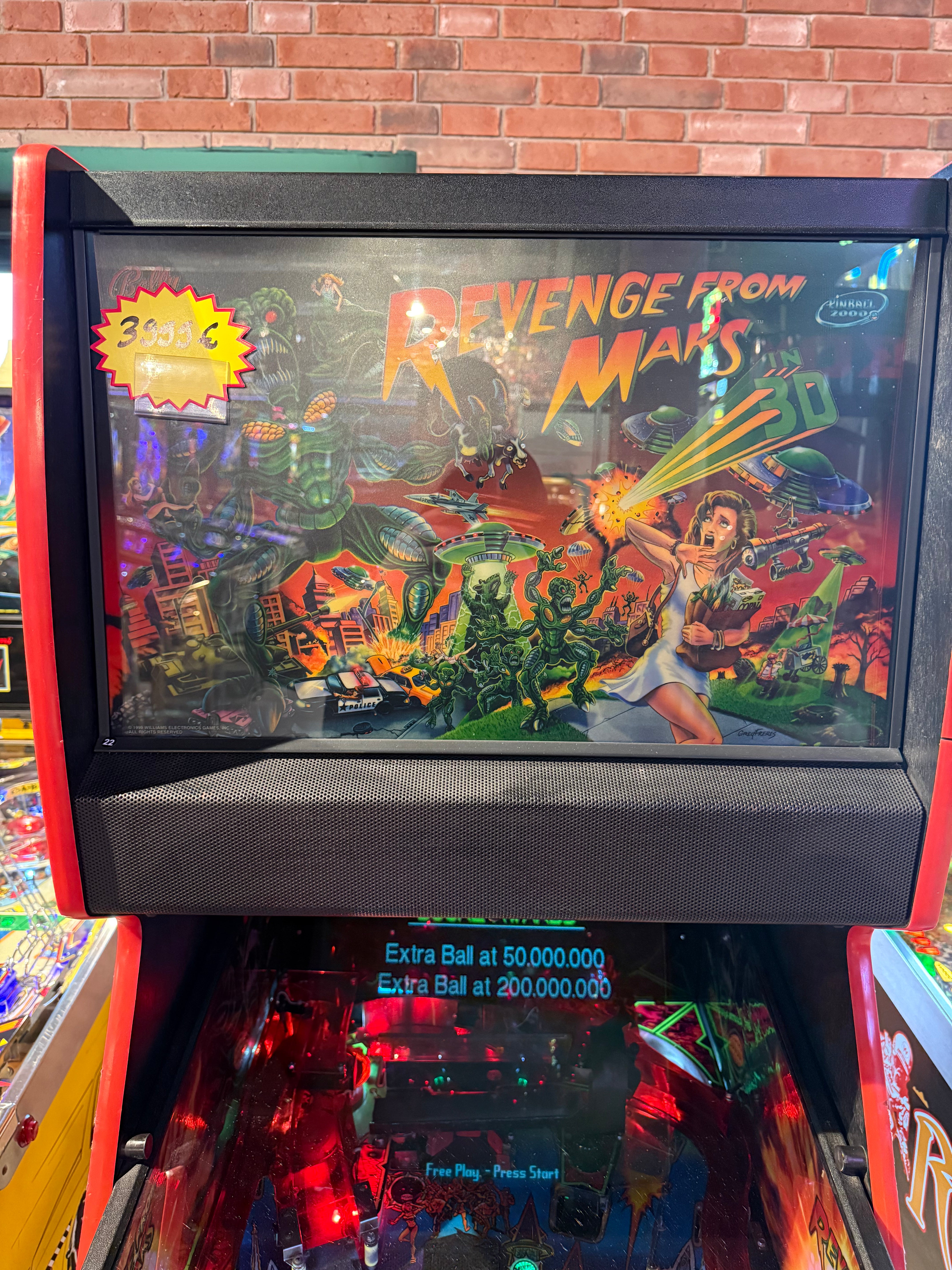 flipper revenge from mars bally système pinball 2000 écran