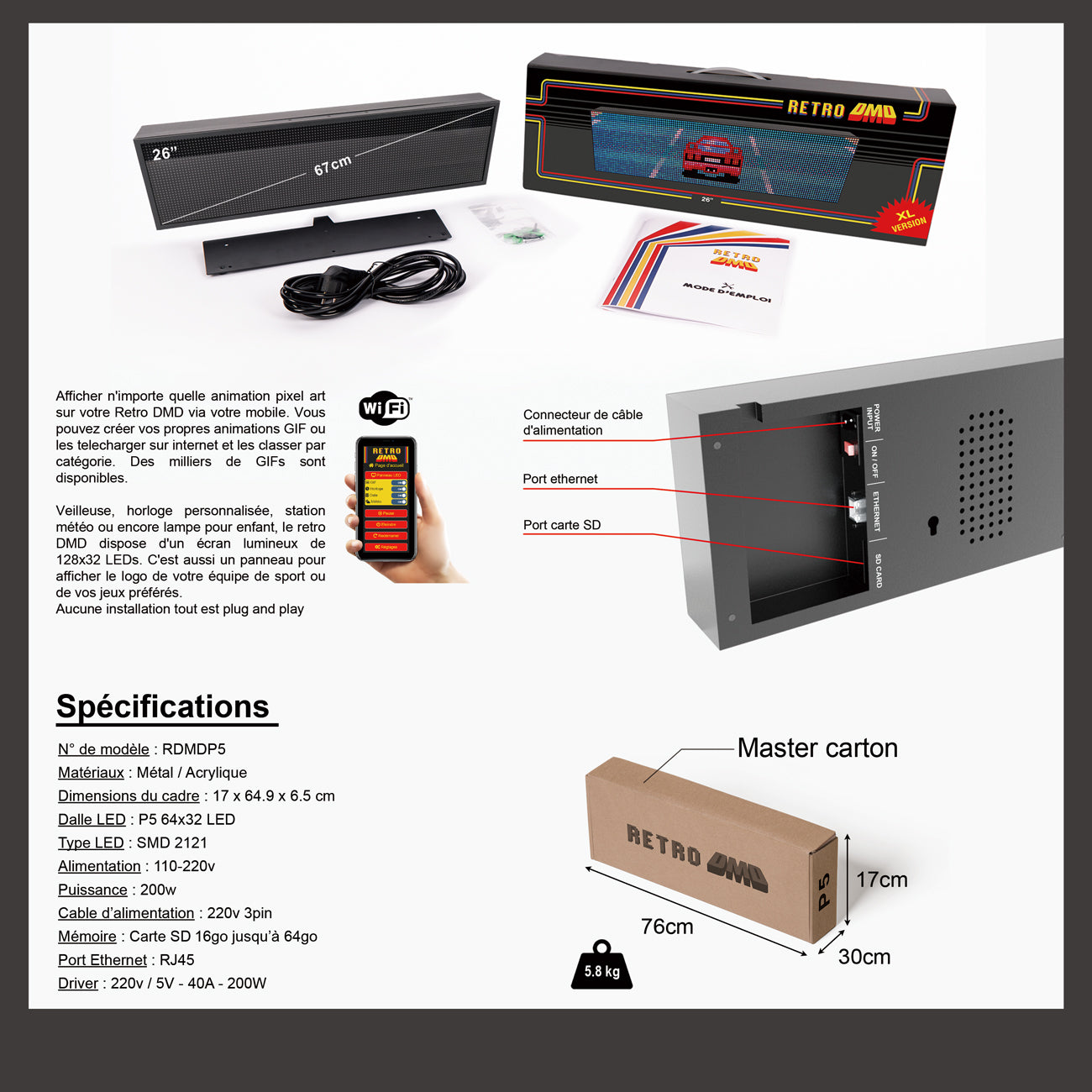 HORLOGE DMD P5 DOT MATRIX