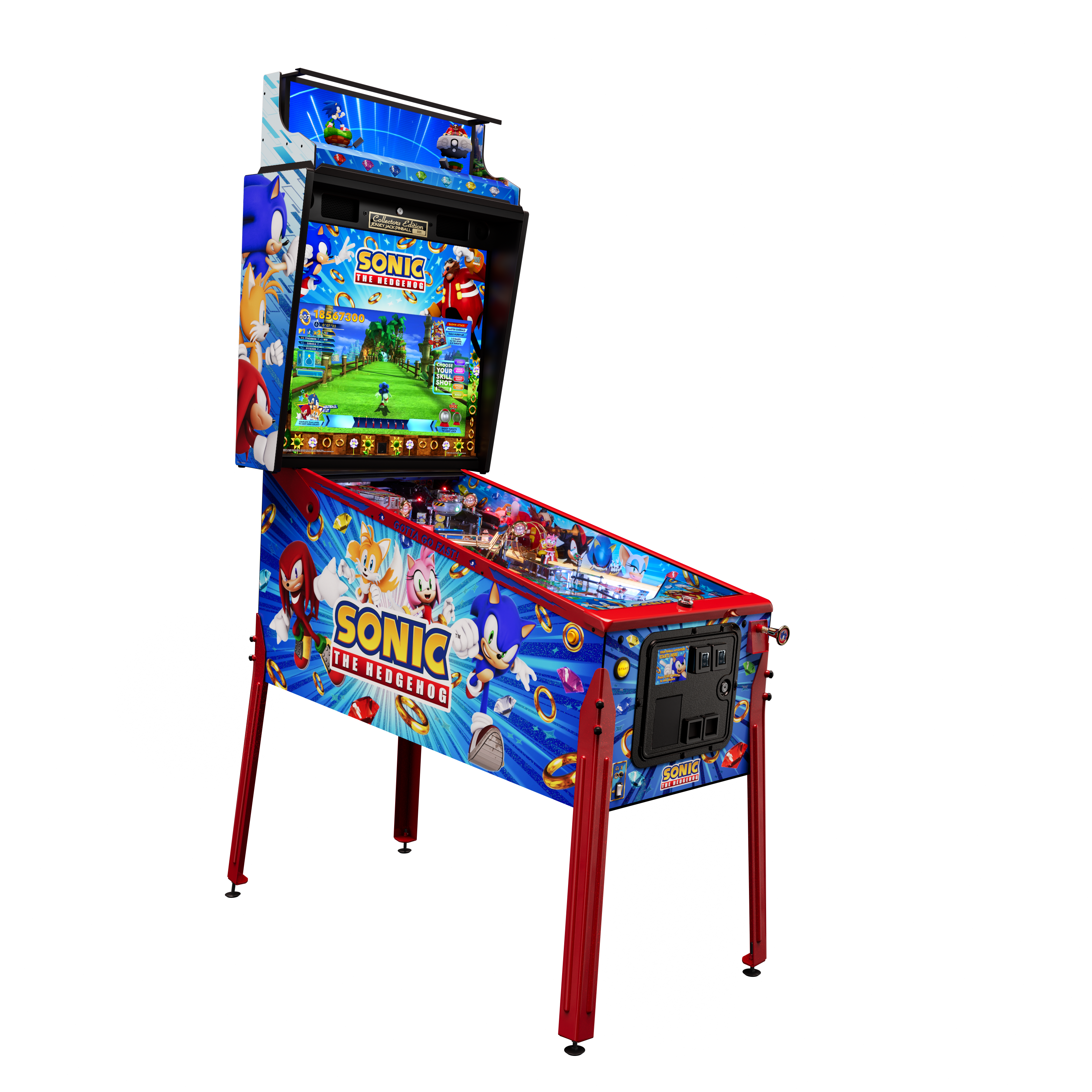 Flipper Sonic the Hedgehog Collector's Edition Jersey Jack Pinball – cabinet Super-Sparkle armure rouge Knuckles