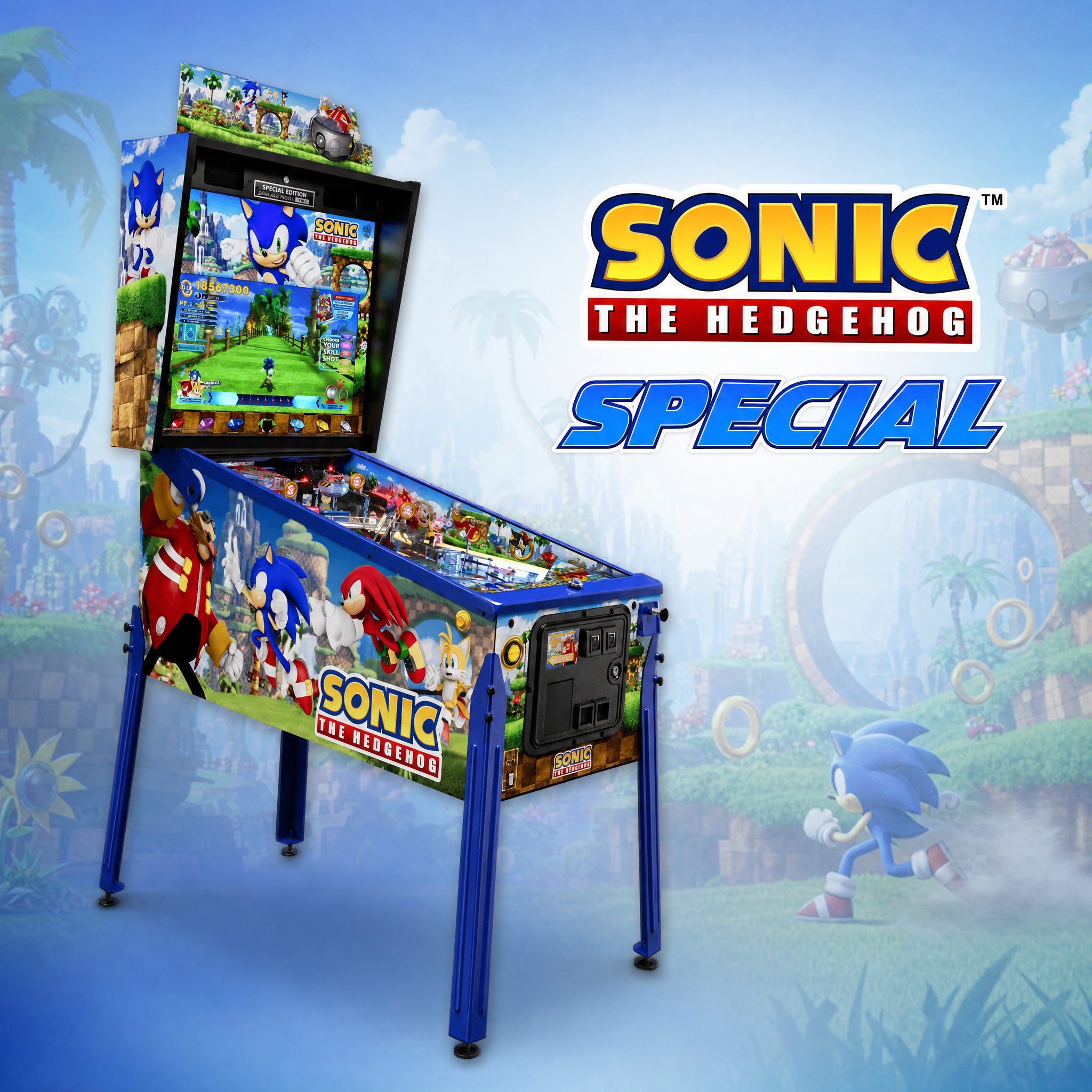 Flipper Sonic the Hedgehog Special Edition Jersey Jack Pinball – visuel Vintage Legends logo Sonic Special