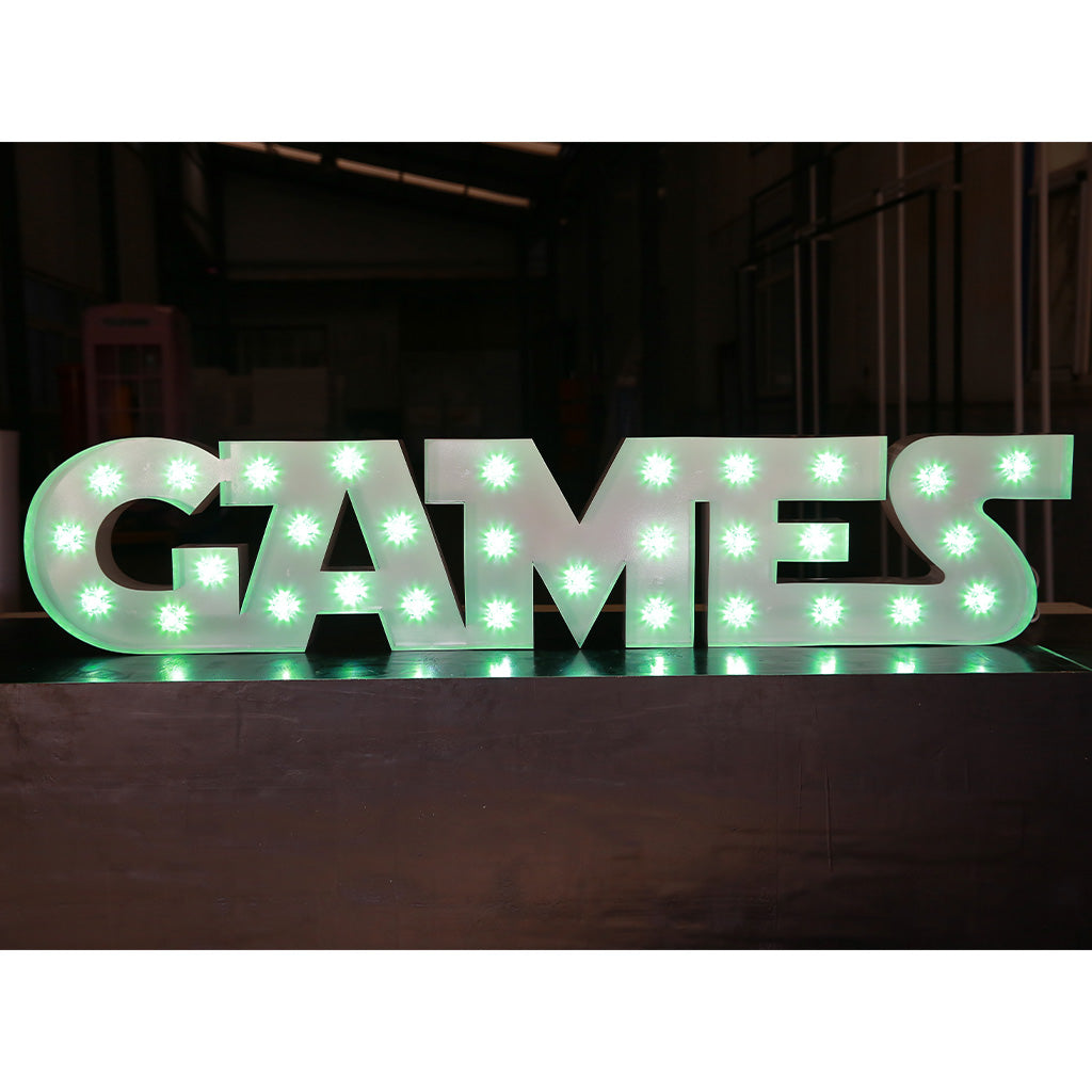 Enseigne lumineuse professionnelle RGB Bluetooth largeur 1,94 mètre (GAMES)