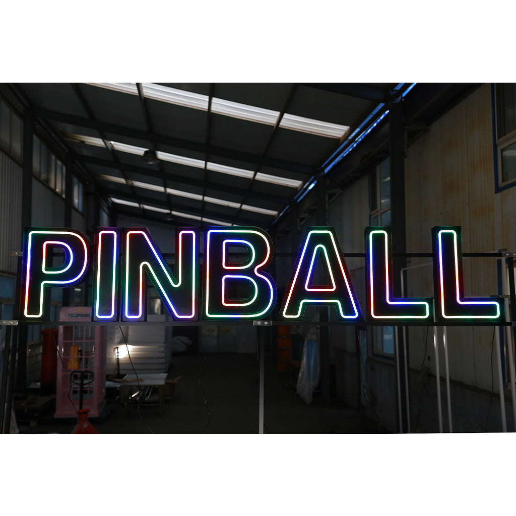 7 lettres lumineuses professionnelles XL RGB Bluetooth largeur 2,93 mètre (PINBALL)
