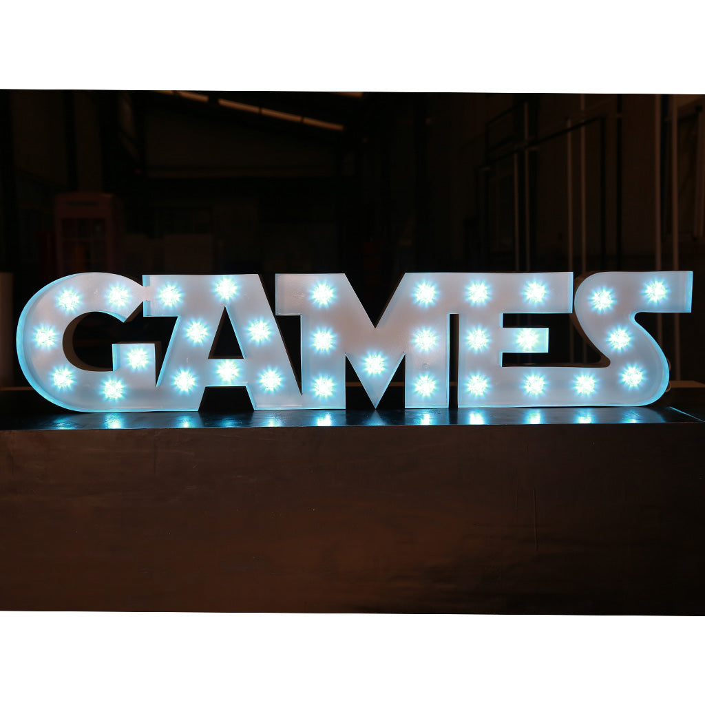 Enseigne lumineuse professionnelle RGB Bluetooth largeur 1,94 mètre (GAMES)