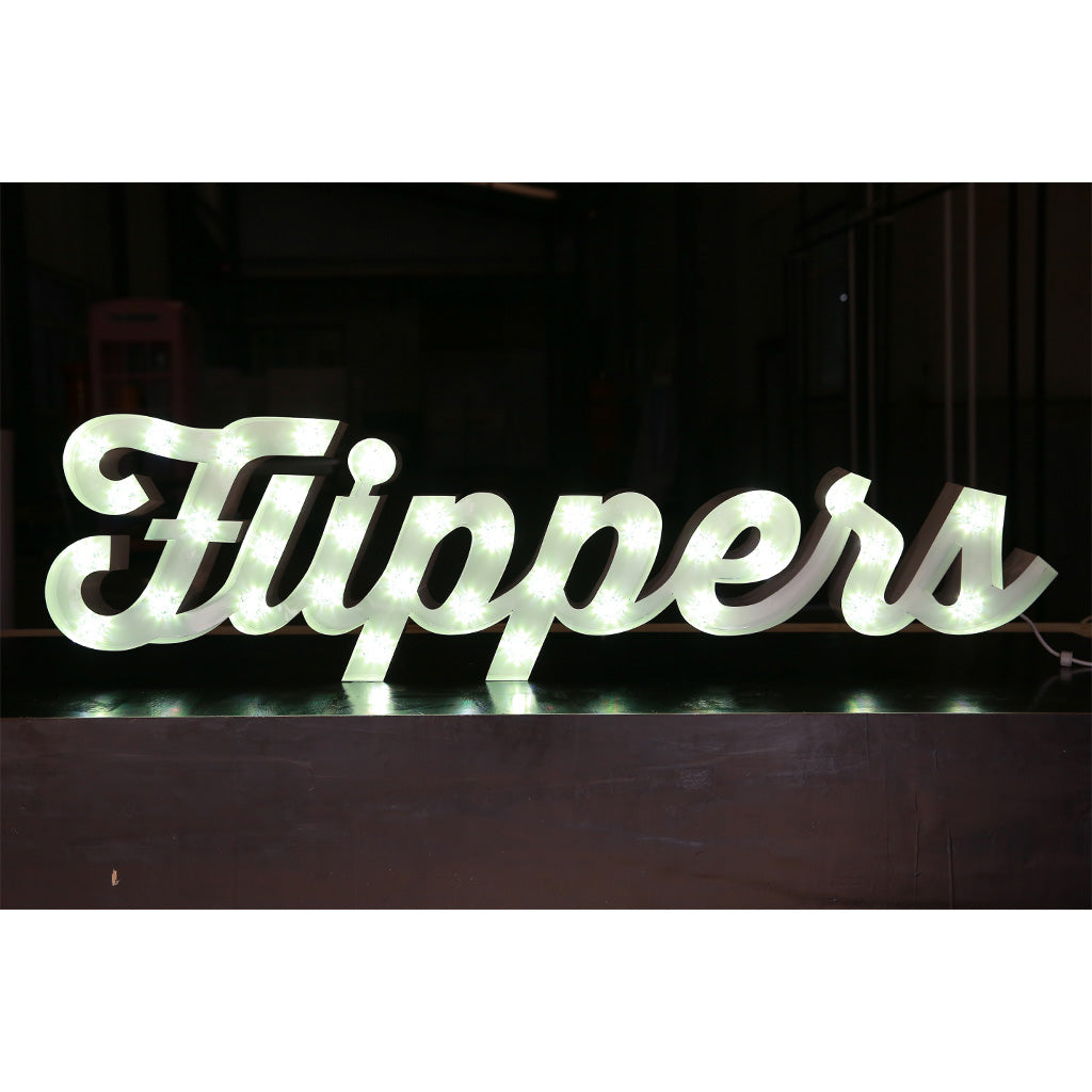 Enseigne lumineuse professionnelle RGB Bluetooth largeur 1,58 mètre (FLIPPERS)