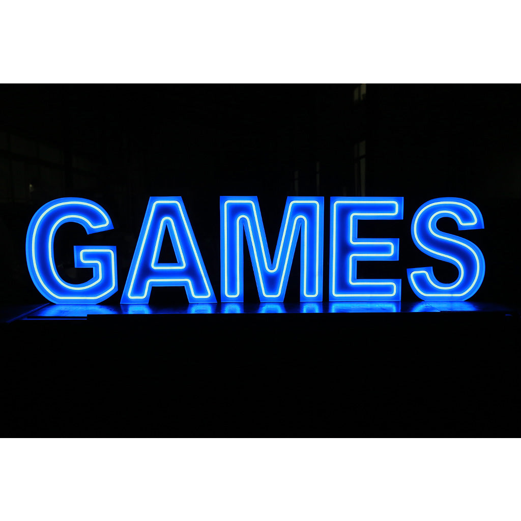 5 lettres lumineuses professionnelles XL RGB Bluetooth largeur 2,55 mètre (GAMES)