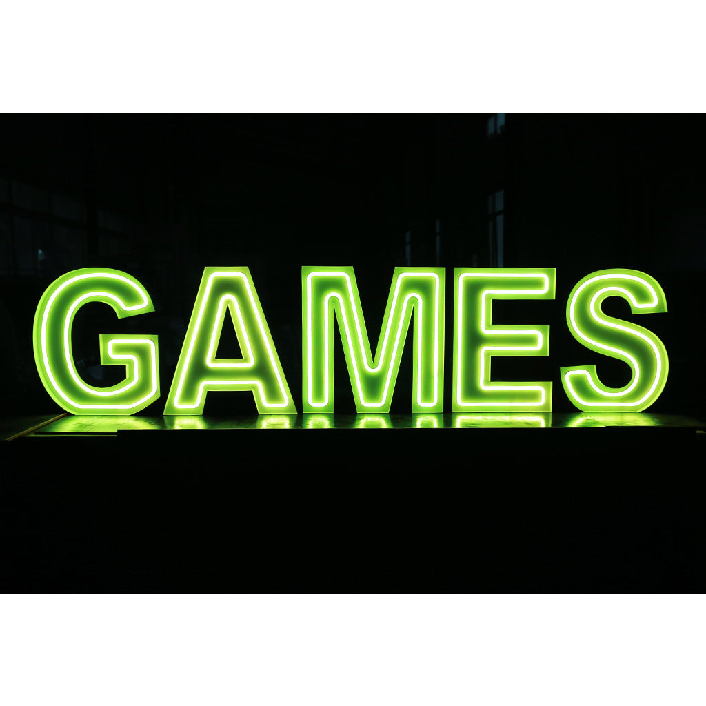 5 lettres lumineuses professionnelles XL RGB Bluetooth largeur 2,55 mètre (GAMES)