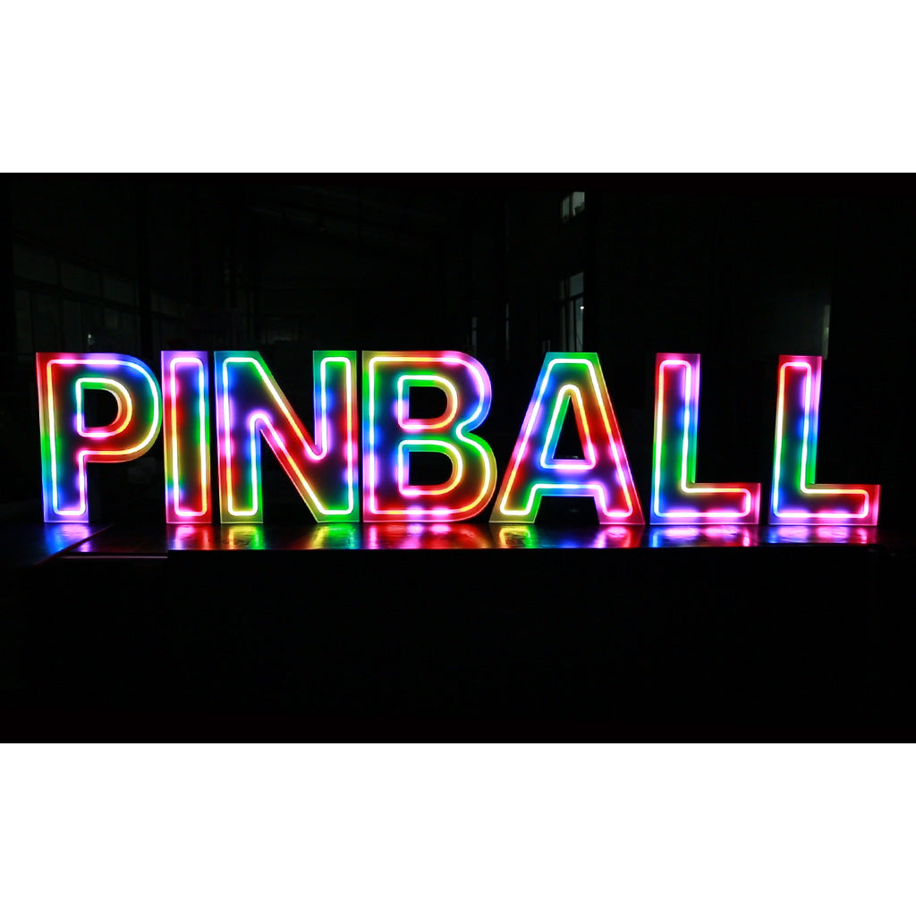 7 lettres lumineuses professionnelles XL RGB Bluetooth largeur 2,93 mètre (PINBALL)
