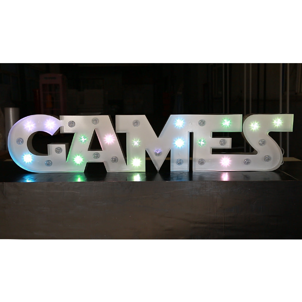 Enseigne lumineuse professionnelle RGB Bluetooth largeur 1,94 mètre (GAMES)