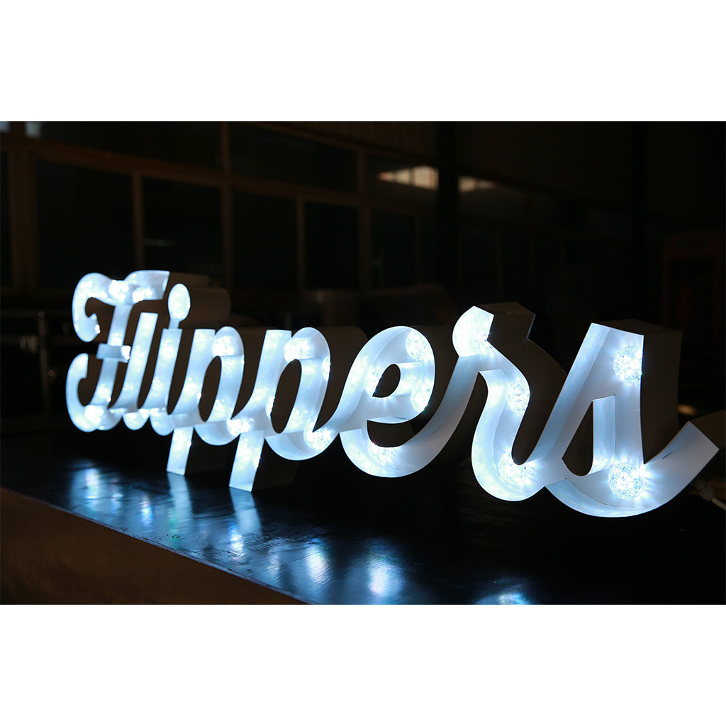 Enseigne lumineuse professionnelle RGB Bluetooth largeur 1,58 mètre (FLIPPERS)