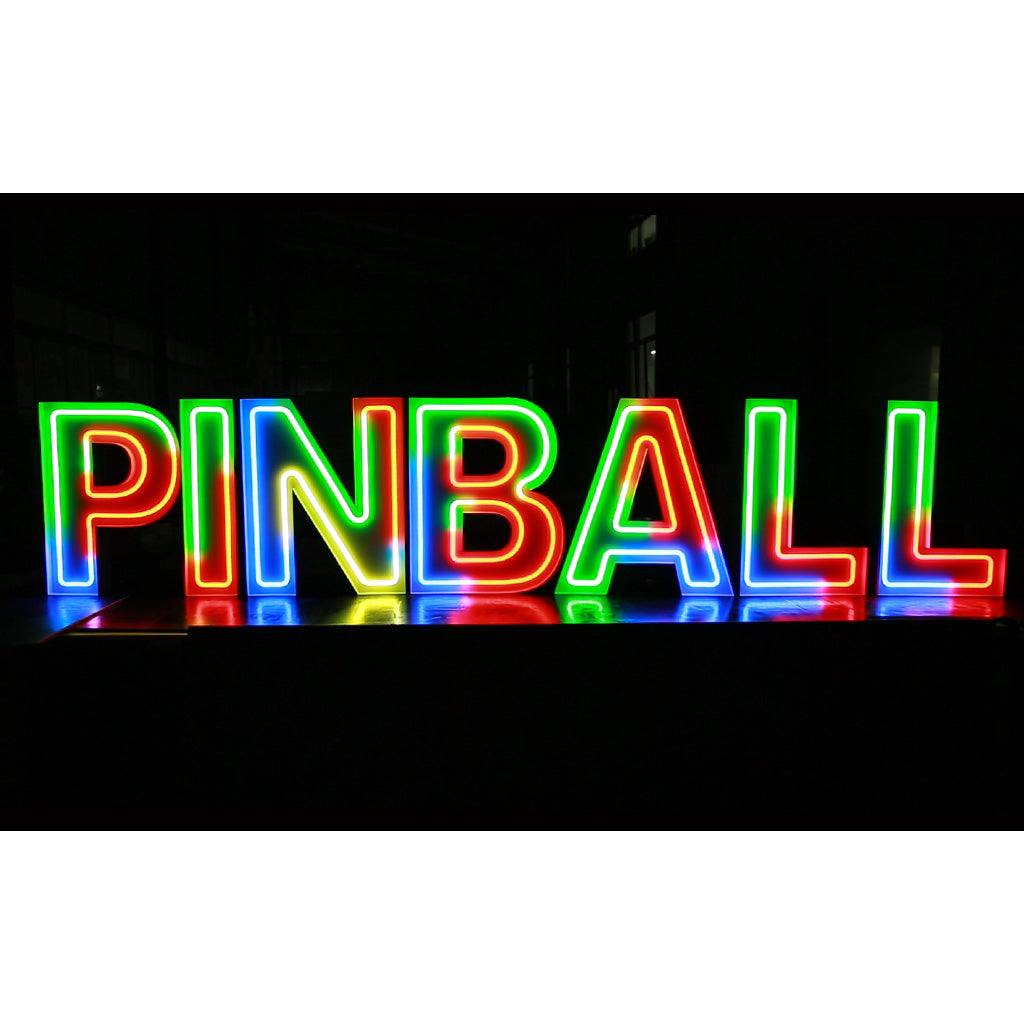 7 lettres lumineuses professionnelles XL RGB Bluetooth largeur 2,93 mètre (PINBALL)