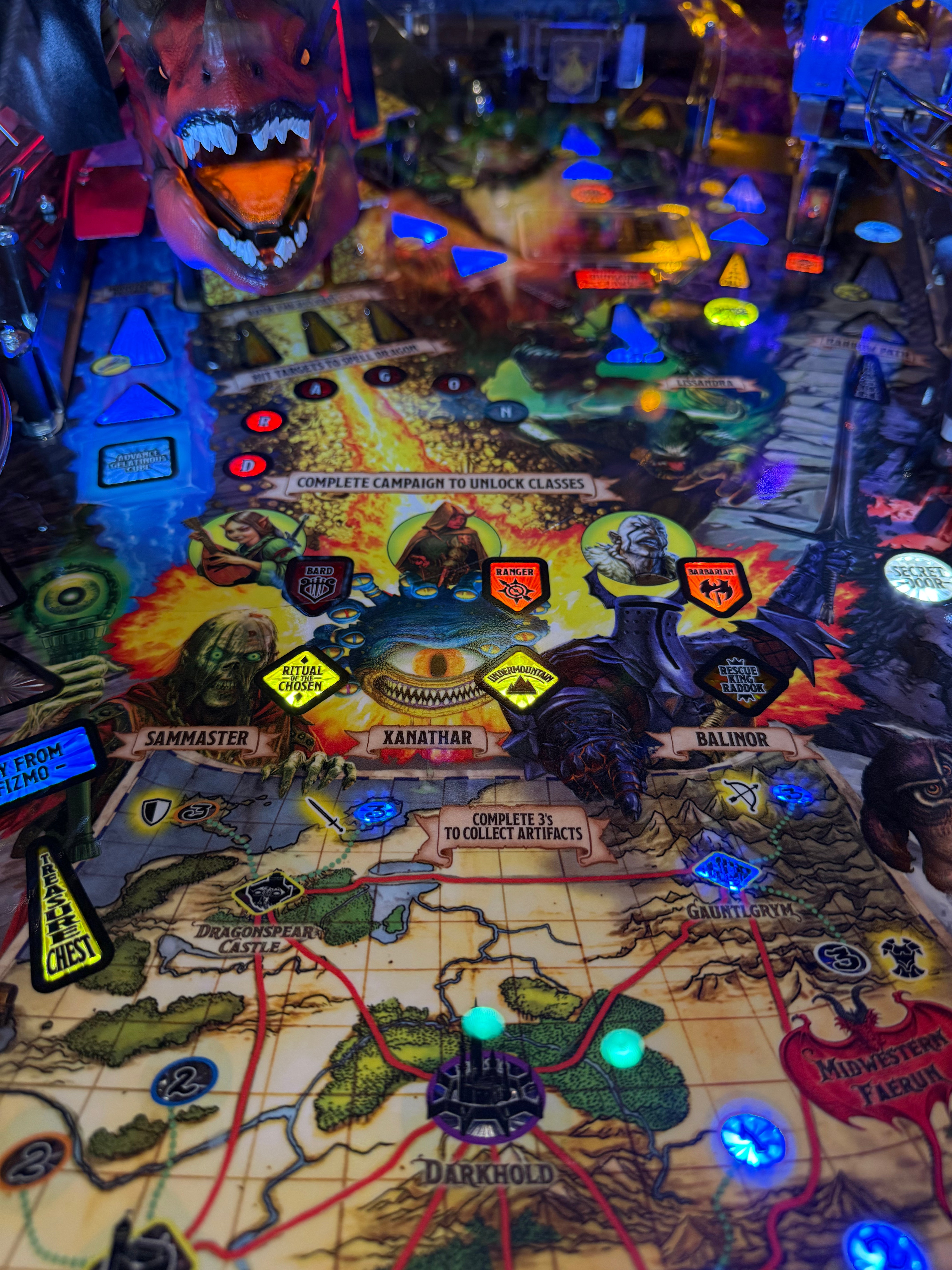 flipper dungeons dragons stern limited edition éclairage plateau
