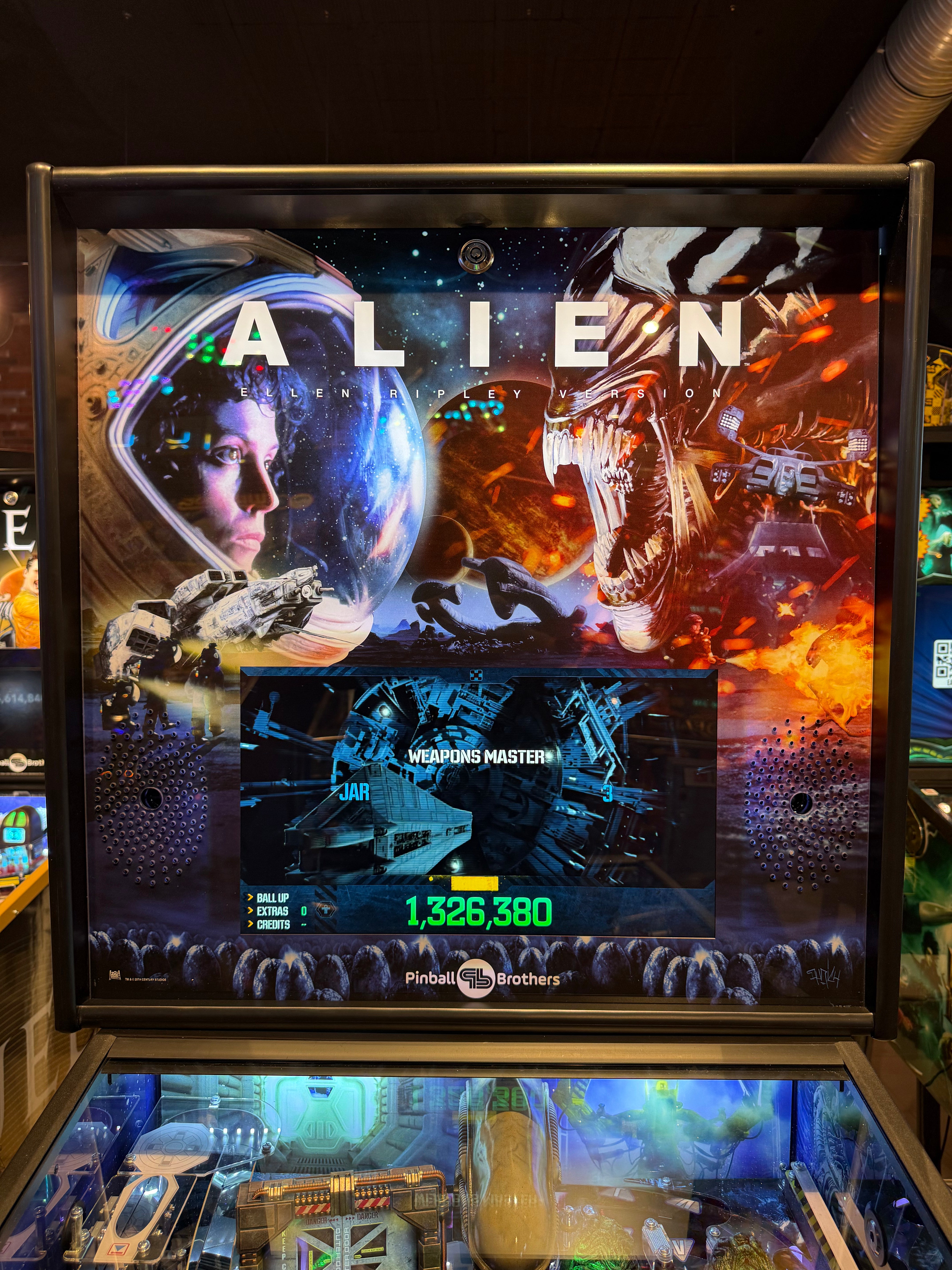backglass flipper alien ellen ripley edition pinball brothers