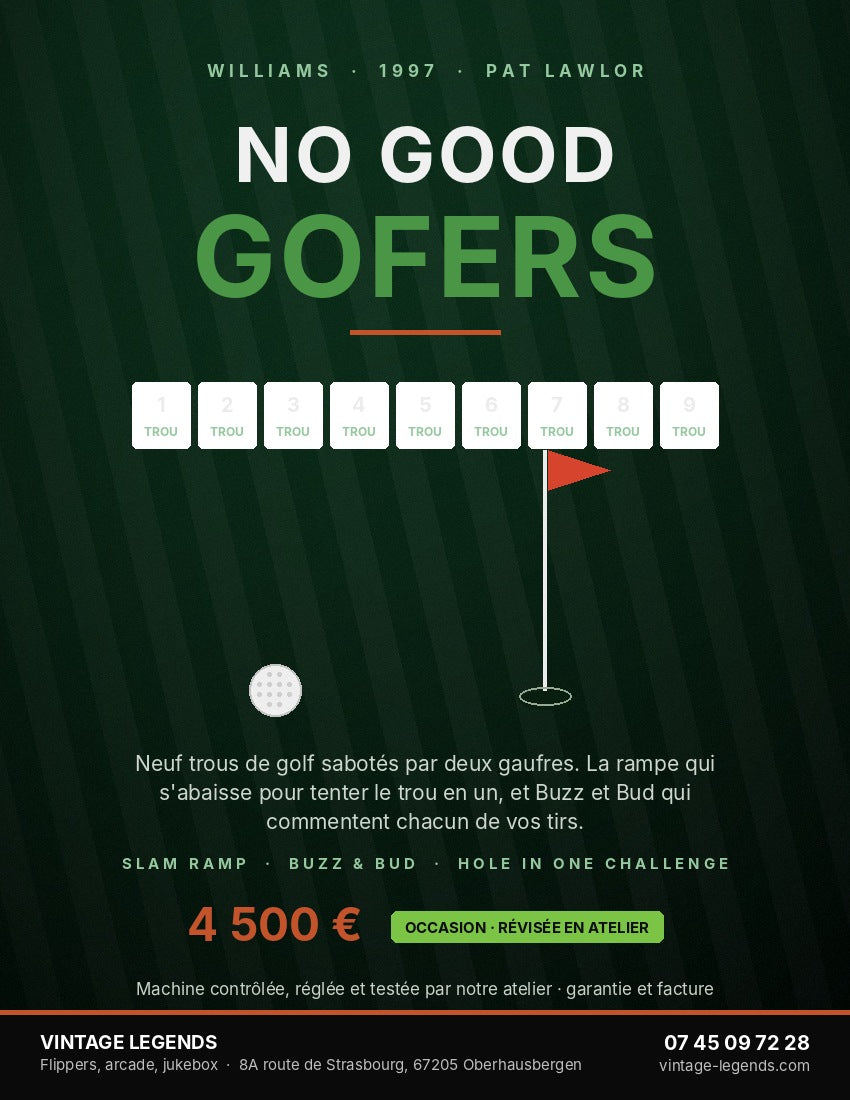 Flyer Flipper No Good Gofers Williams 1997 occasion — recto, Vintage Legends
