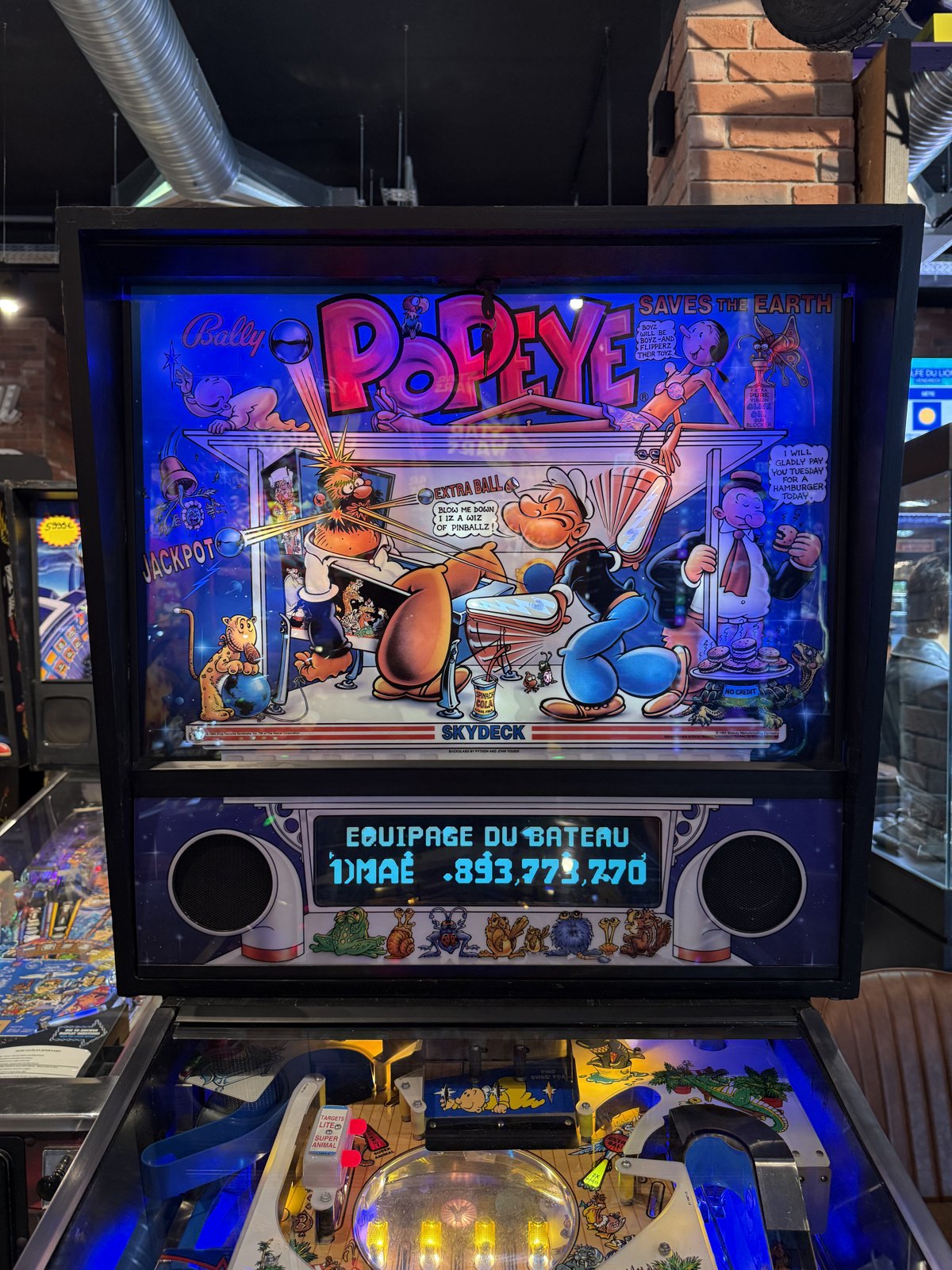 Flipper Popeye Saves the Earth Bally 1994 d'occasion à vendre – Vintage Legends (photo 5)