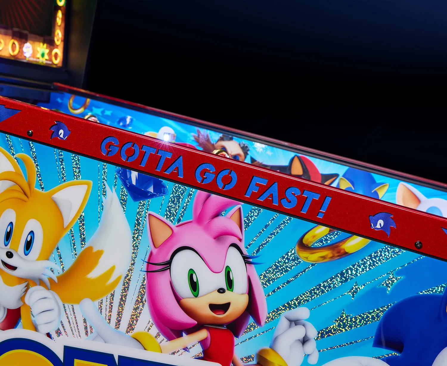 Flipper Sonic Collector's Edition – détails plateau et rampes dorées