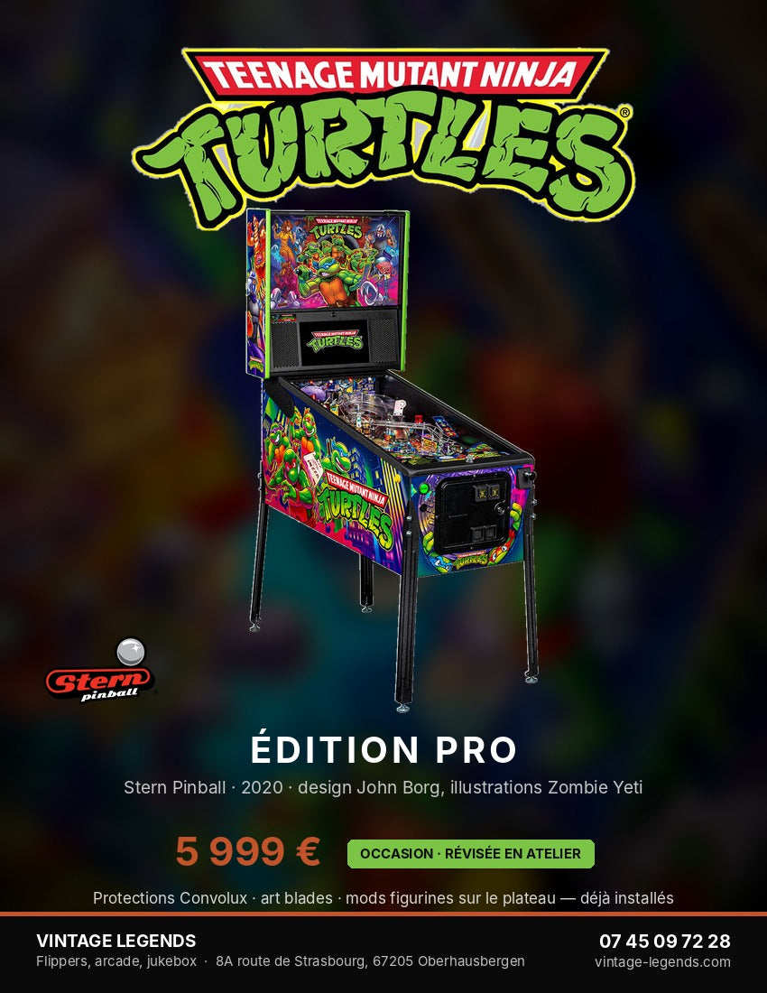 Flyer Flipper Teenage Mutant Ninja Turtles Pro Stern 2020 occasion — recto, Vintage Legends