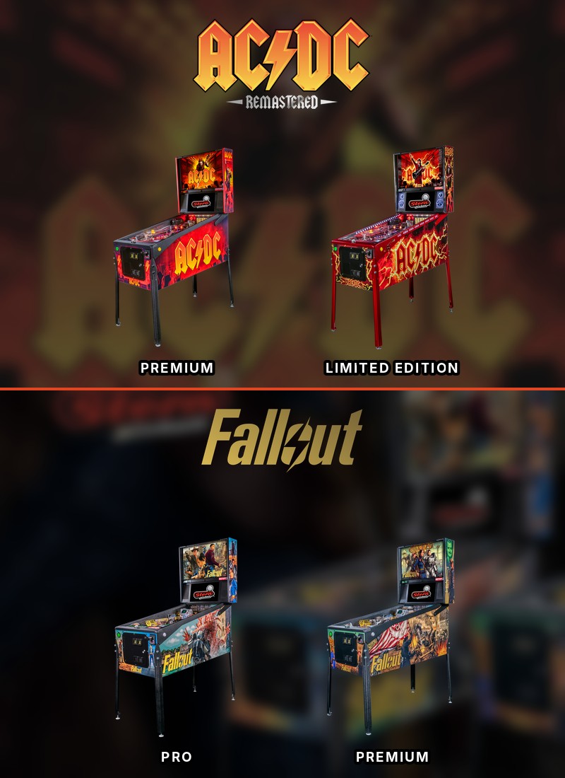 Flippers AC/DC Remastered et Fallout de Stern Pinball, éditions Premium et Limited