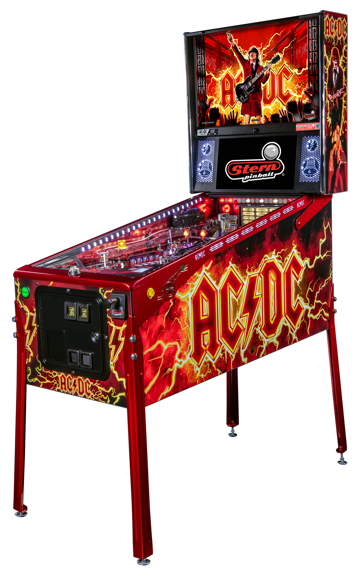 Flipper AC/DC Remastered Limited Edition de Stern Pinball, vue trois quarts