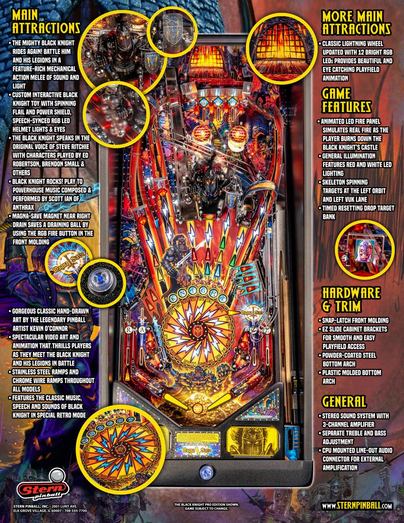 Flyer officiel Stern Black Knight Sword of Rage Pro Edition - verso