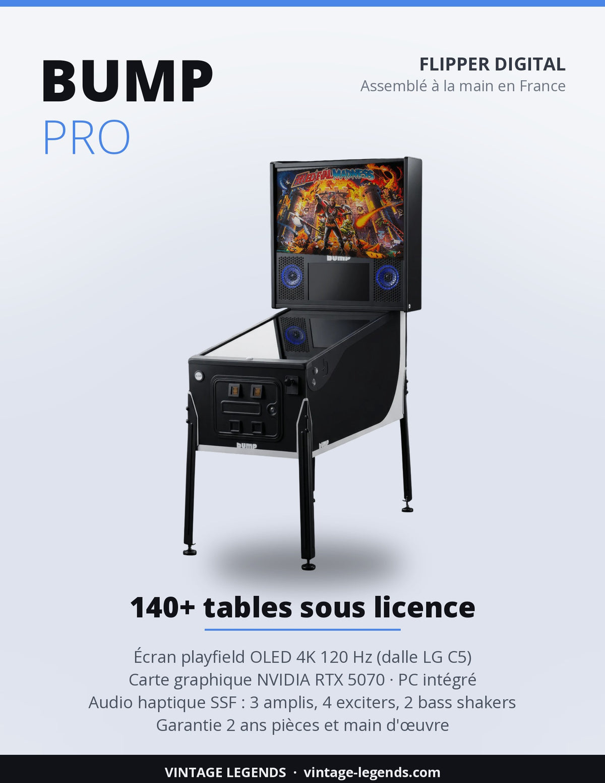 Flyer BUMP Pro recto — flipper digital 140+ tables