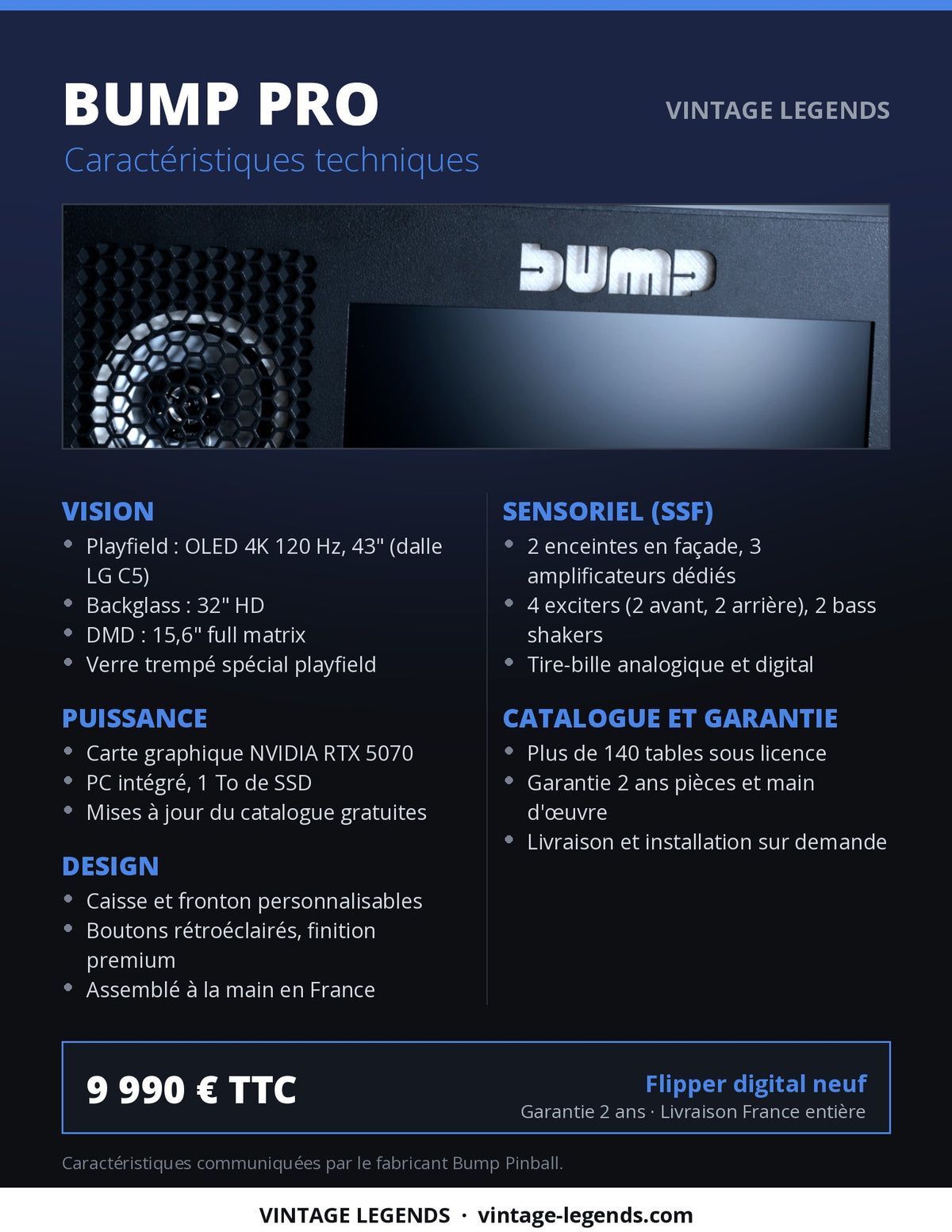 Flyer BUMP Pro verso — caractéristiques techniques