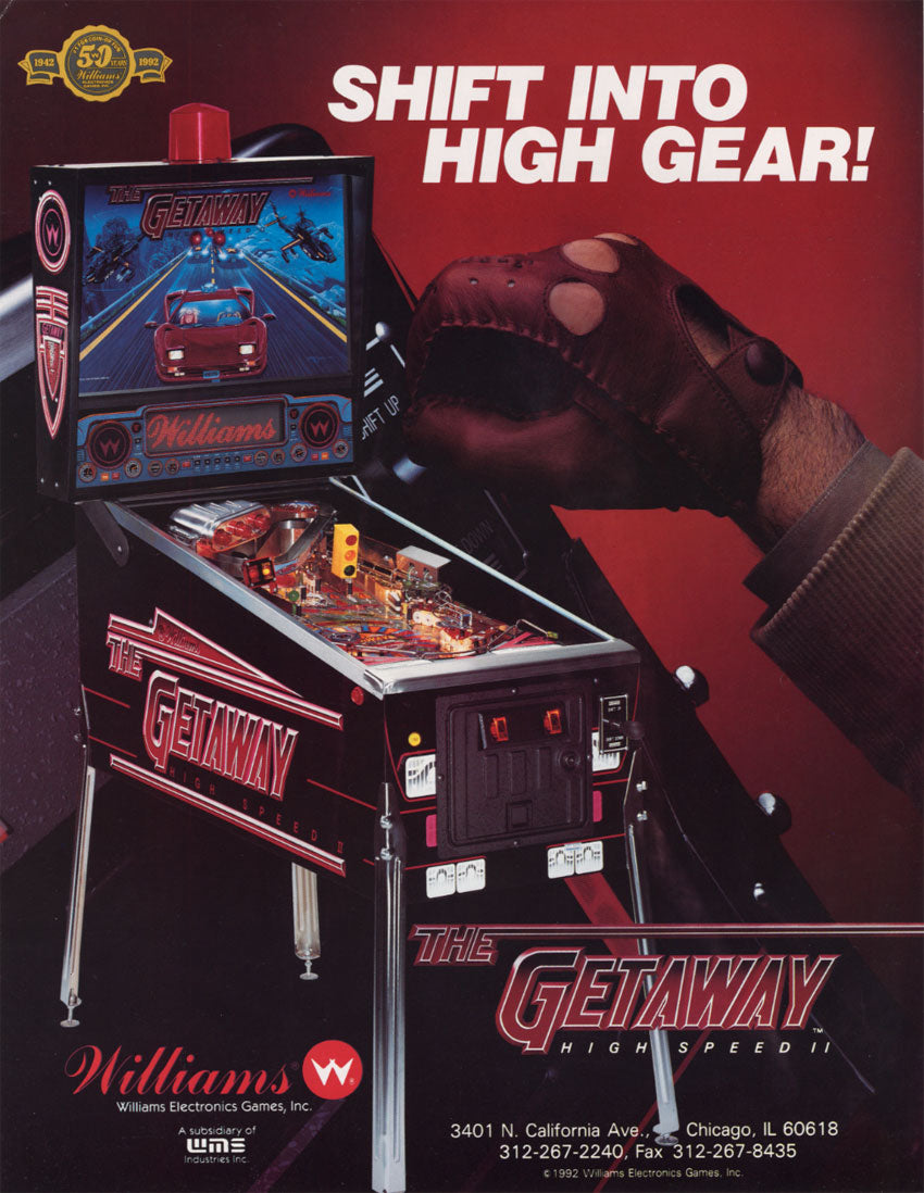 Flyer d'origine Williams The Getaway High Speed II 1992 - recto