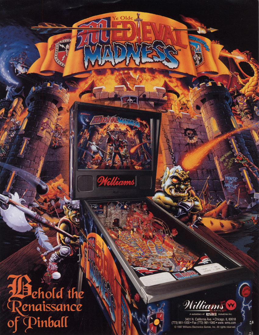 Flyer d'origine Williams Medieval Madness 1997 - recto