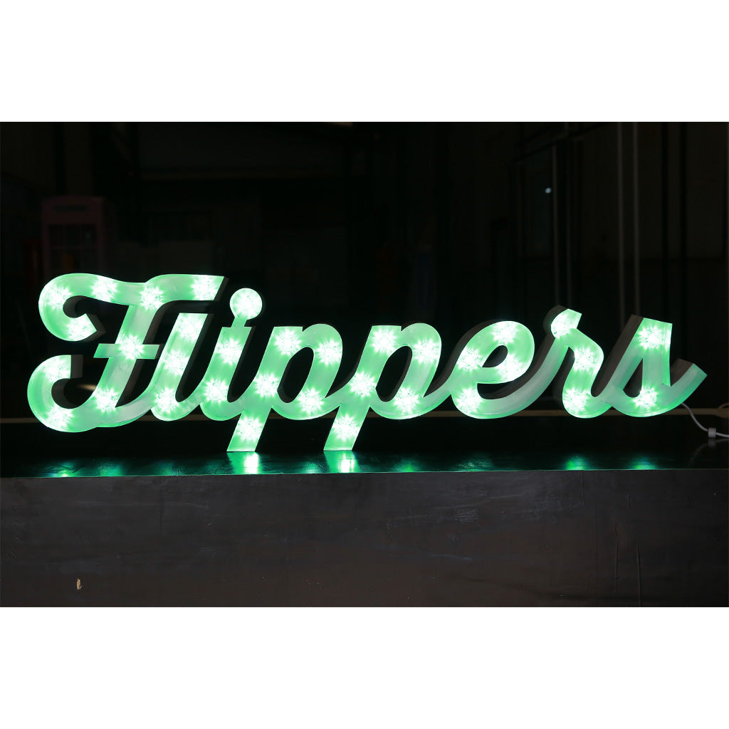 Enseigne lumineuse professionnelle RGB Bluetooth largeur 1,58 mètre (FLIPPERS)