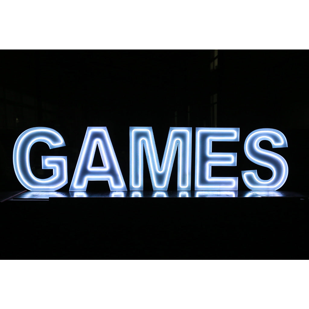 5 lettres lumineuses professionnelles XL RGB Bluetooth largeur 2,55 mètre (GAMES)