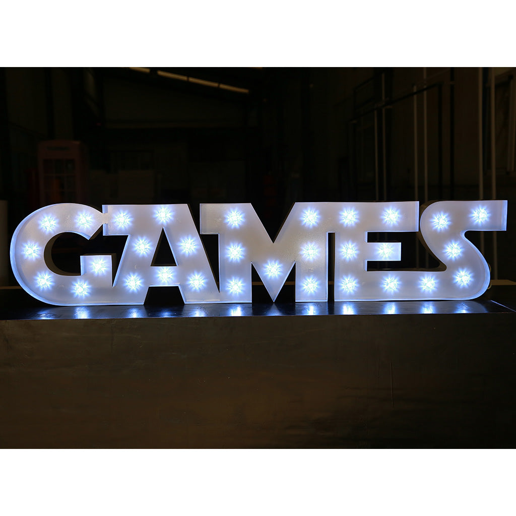 Enseigne lumineuse professionnelle RGB Bluetooth largeur 1,94 mètre (GAMES)