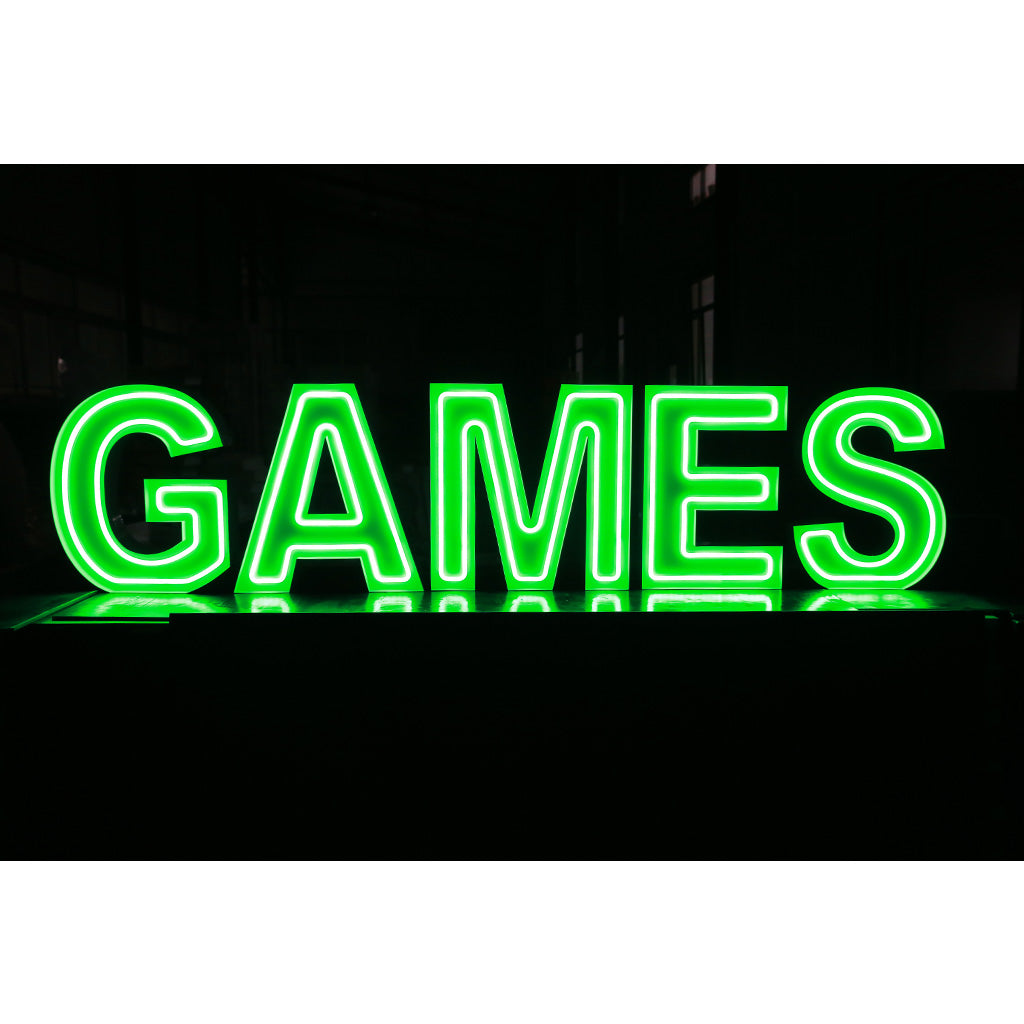 5 lettres lumineuses professionnelles XL RGB Bluetooth largeur 2,55 mètre (GAMES)