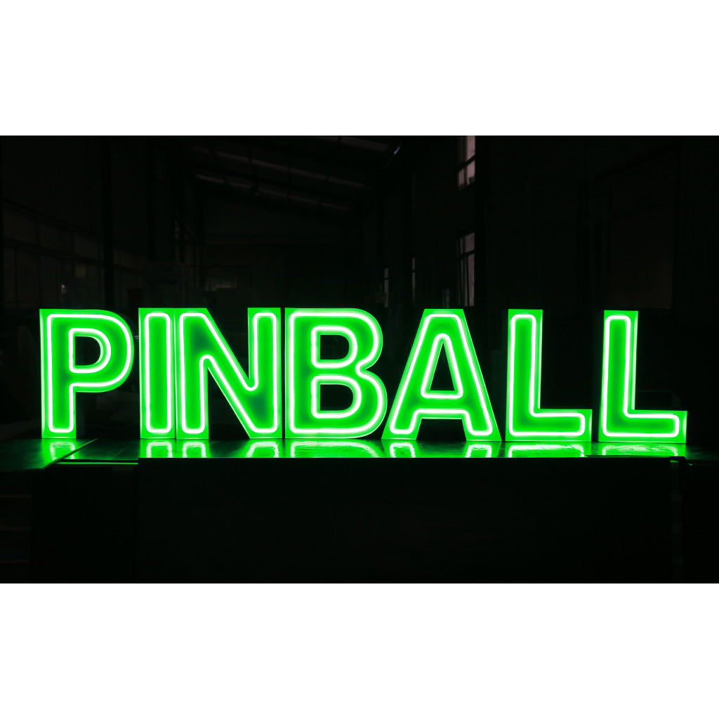 7 lettres lumineuses professionnelles XL RGB Bluetooth largeur 2,93 mètre (PINBALL)