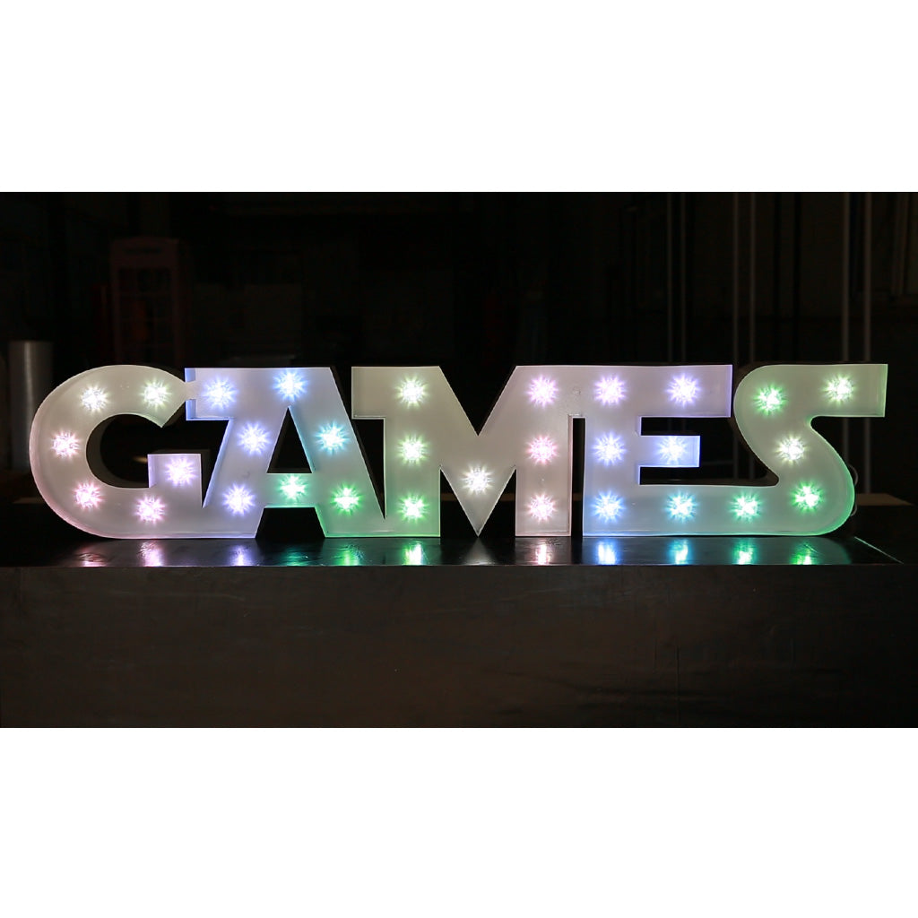 Enseigne lumineuse professionnelle RGB Bluetooth largeur 1,94 mètre (GAMES)