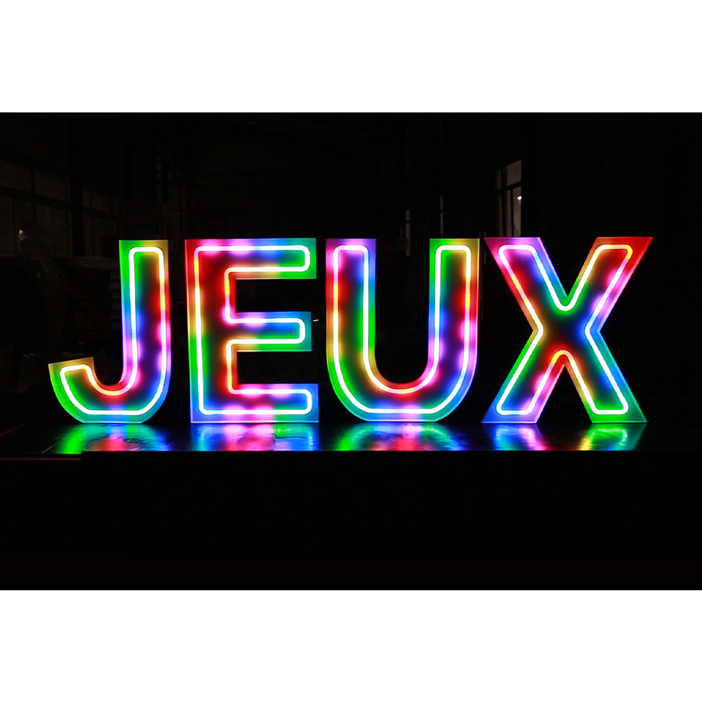 4 lettres lumineuses professionnelles XL RGB Bluetooth largeur 1,88 mètre (JEUX)