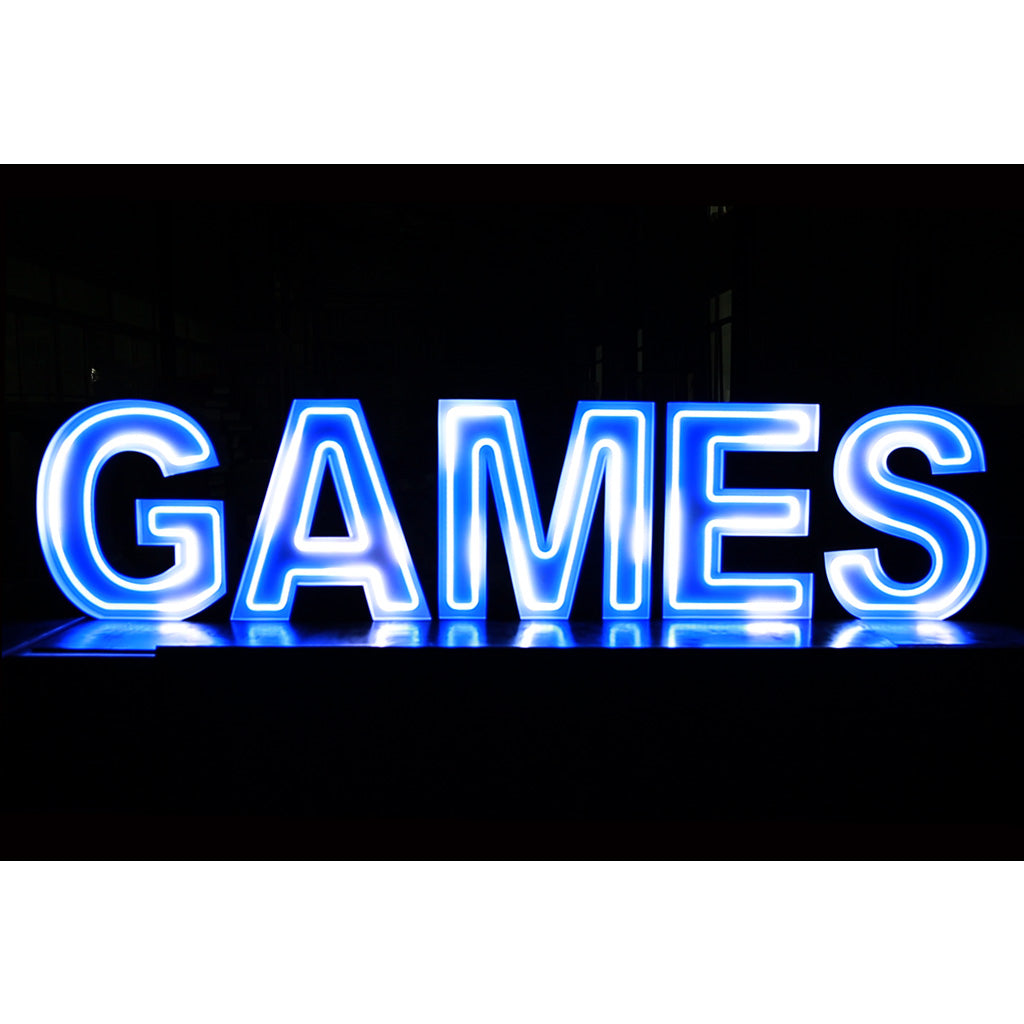 5 lettres lumineuses professionnelles XL RGB Bluetooth largeur 2,55 mètre (GAMES)