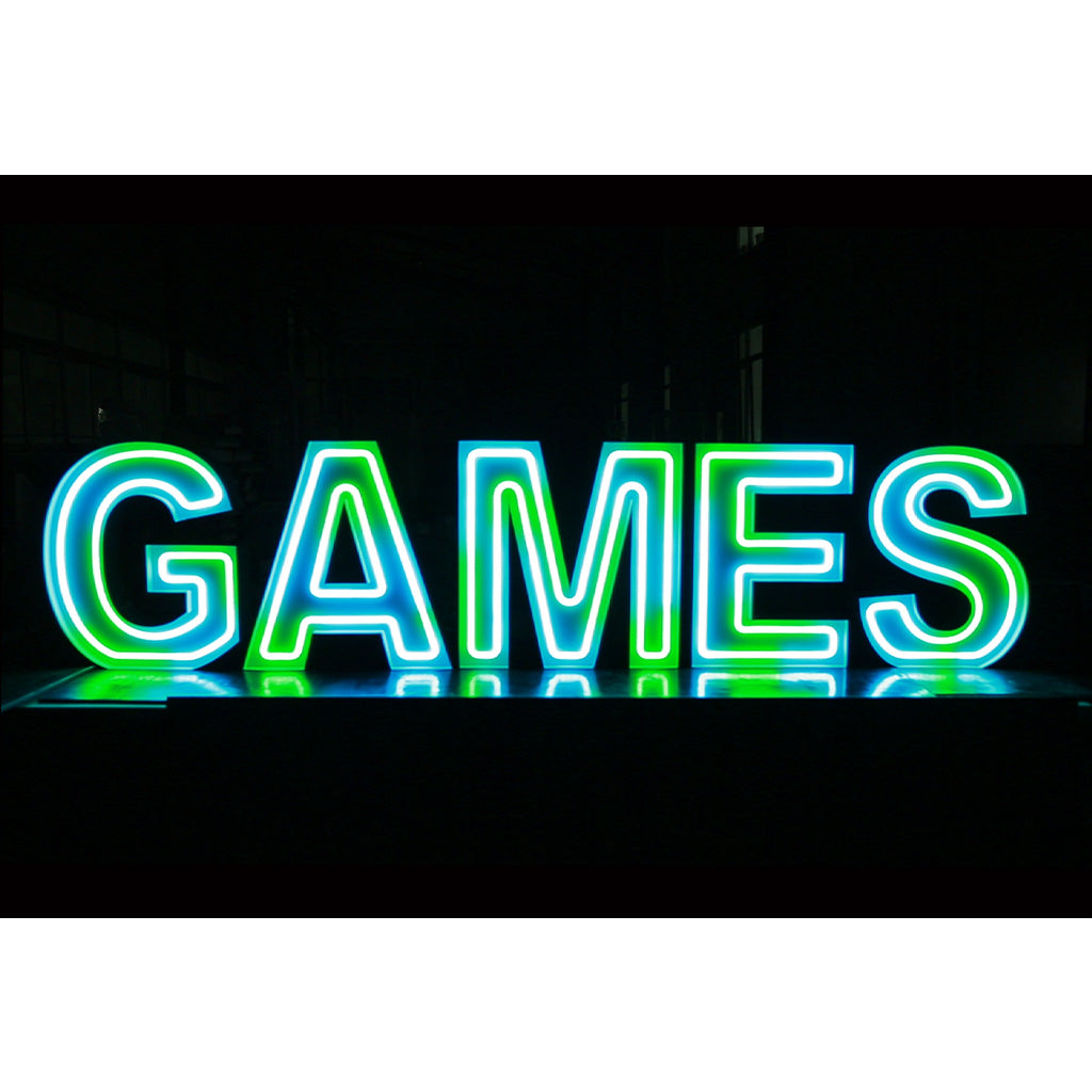 5 lettres lumineuses professionnelles XL RGB Bluetooth largeur 2,55 mètre (GAMES)