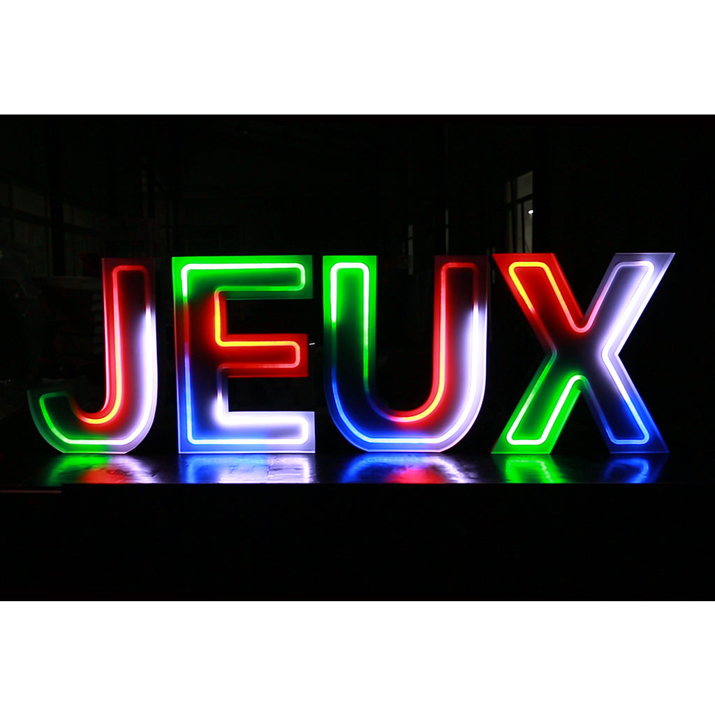 4 lettres lumineuses professionnelles XL RGB Bluetooth largeur 1,88 mètre (JEUX)